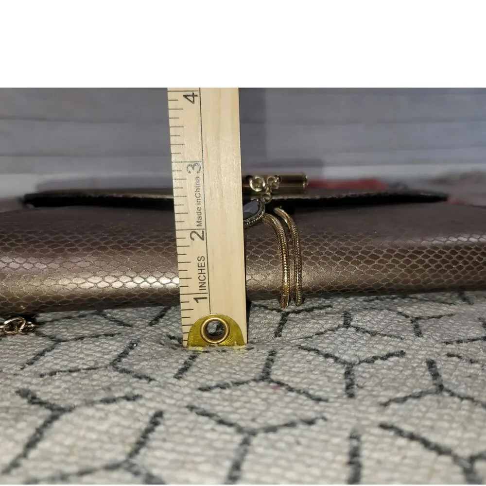 KATE LANDRY BRONZE CLUTCH W SHOULDER CHAIN